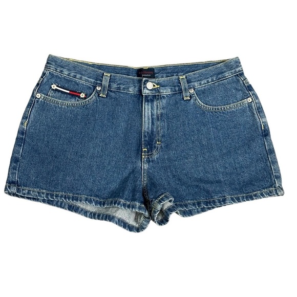 Junior’s Tommy Hilfiger 13 Large Denim Shorts Jeans Navy Blue Classic Logo EUC - Picture 3 of 10